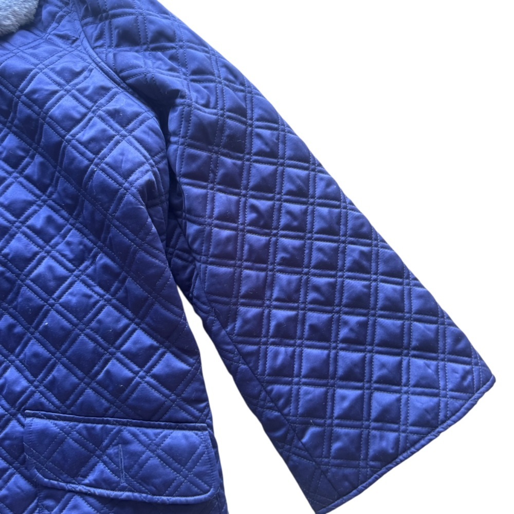 Hill House Navy Duvet Quilted Jacket‎ with Little Blue Collar, Size Medium - Picture 3 of 8